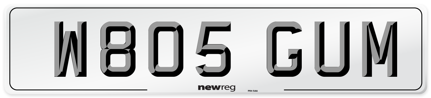 W805 GUM Number Plate from New Reg